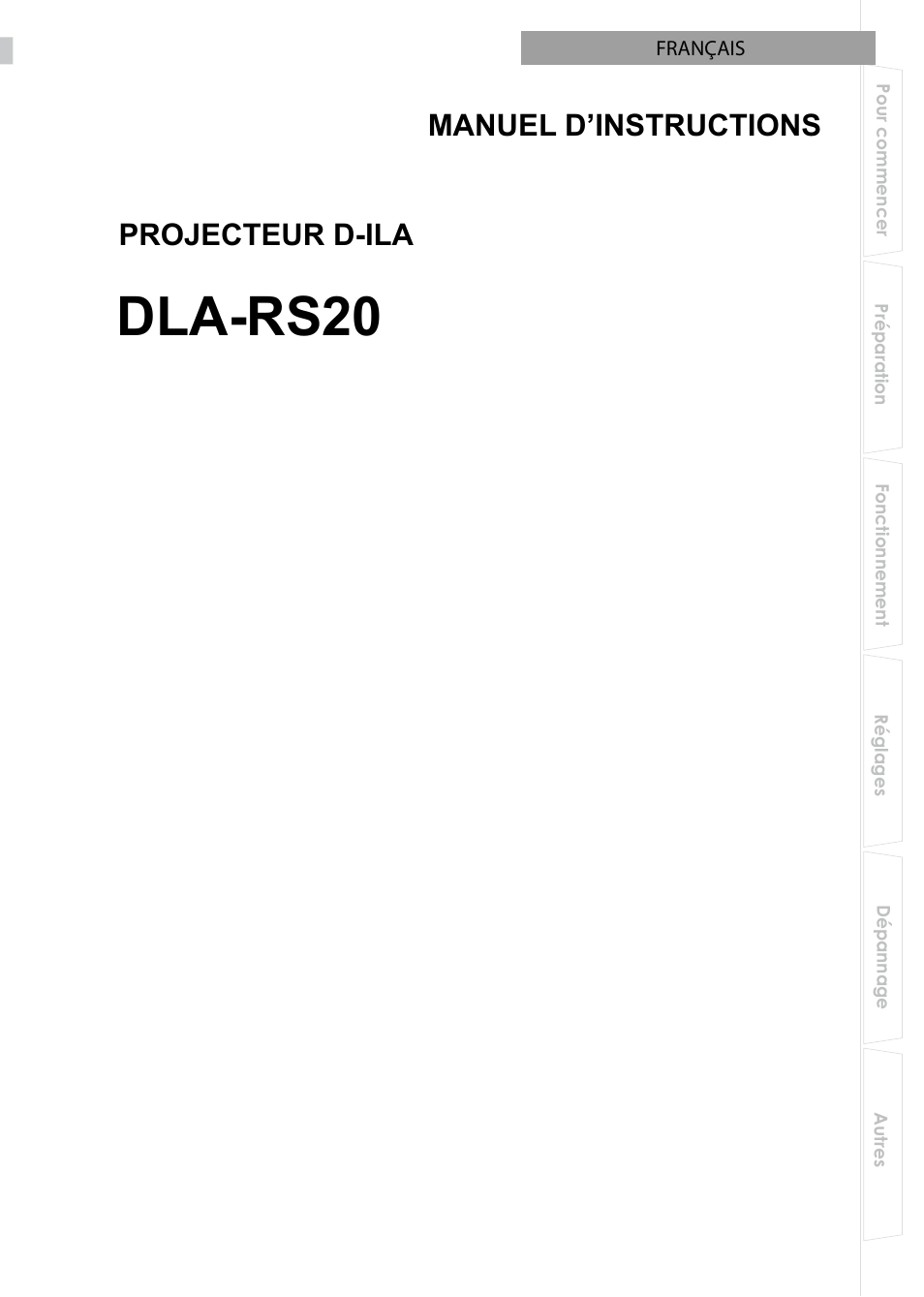 Français, Dla-rs20, Projecteur d-ila manuel d’instructions | JVC PB006596599-0 User Manual | Page 61 / 181
