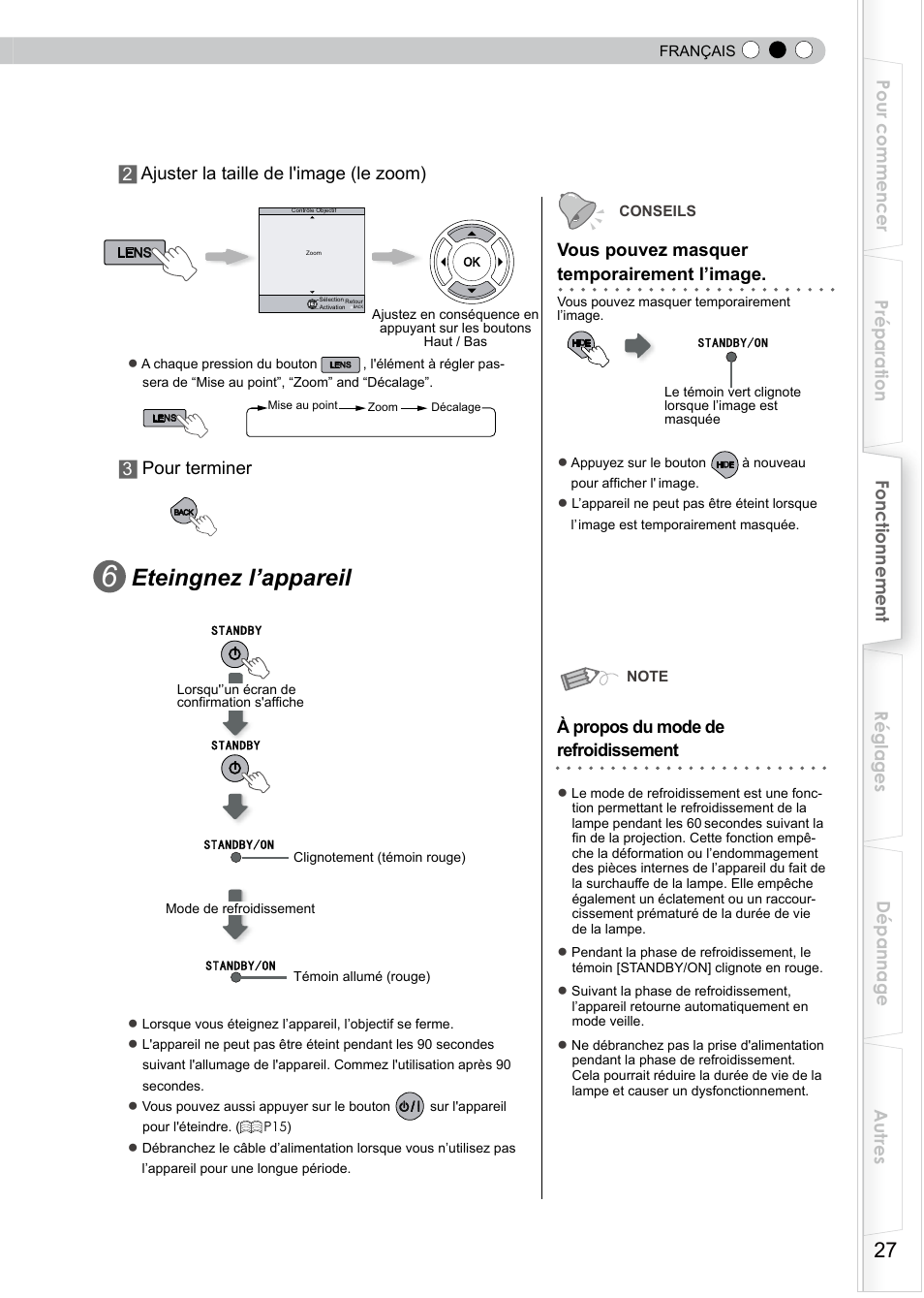 Cachée, Eteingnez l’appareil | JVC PB006596599-0 User Manual | Page 87 / 181