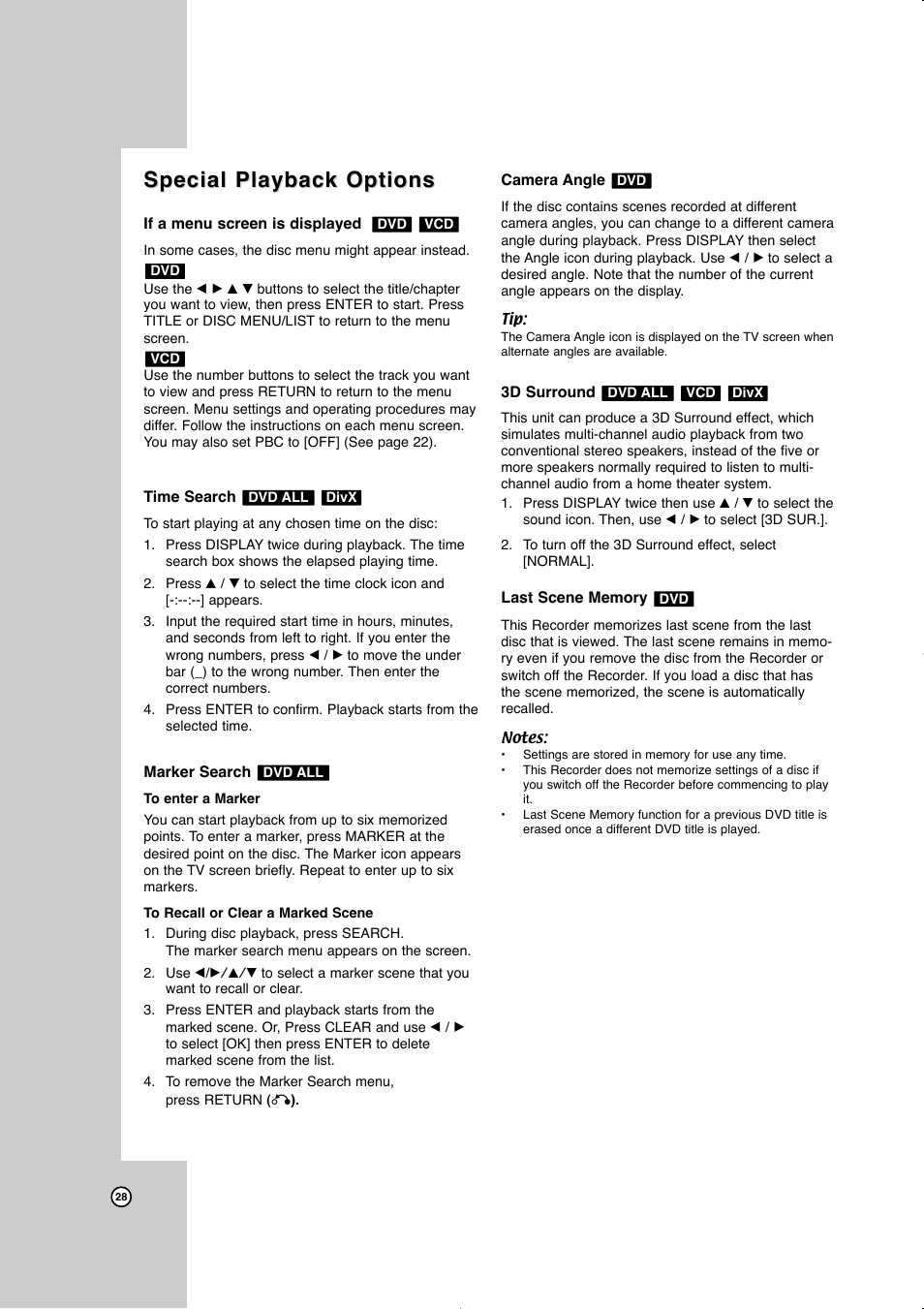 Special playback options | JVC LVT2016-001D User Manual | Page 32 / 60