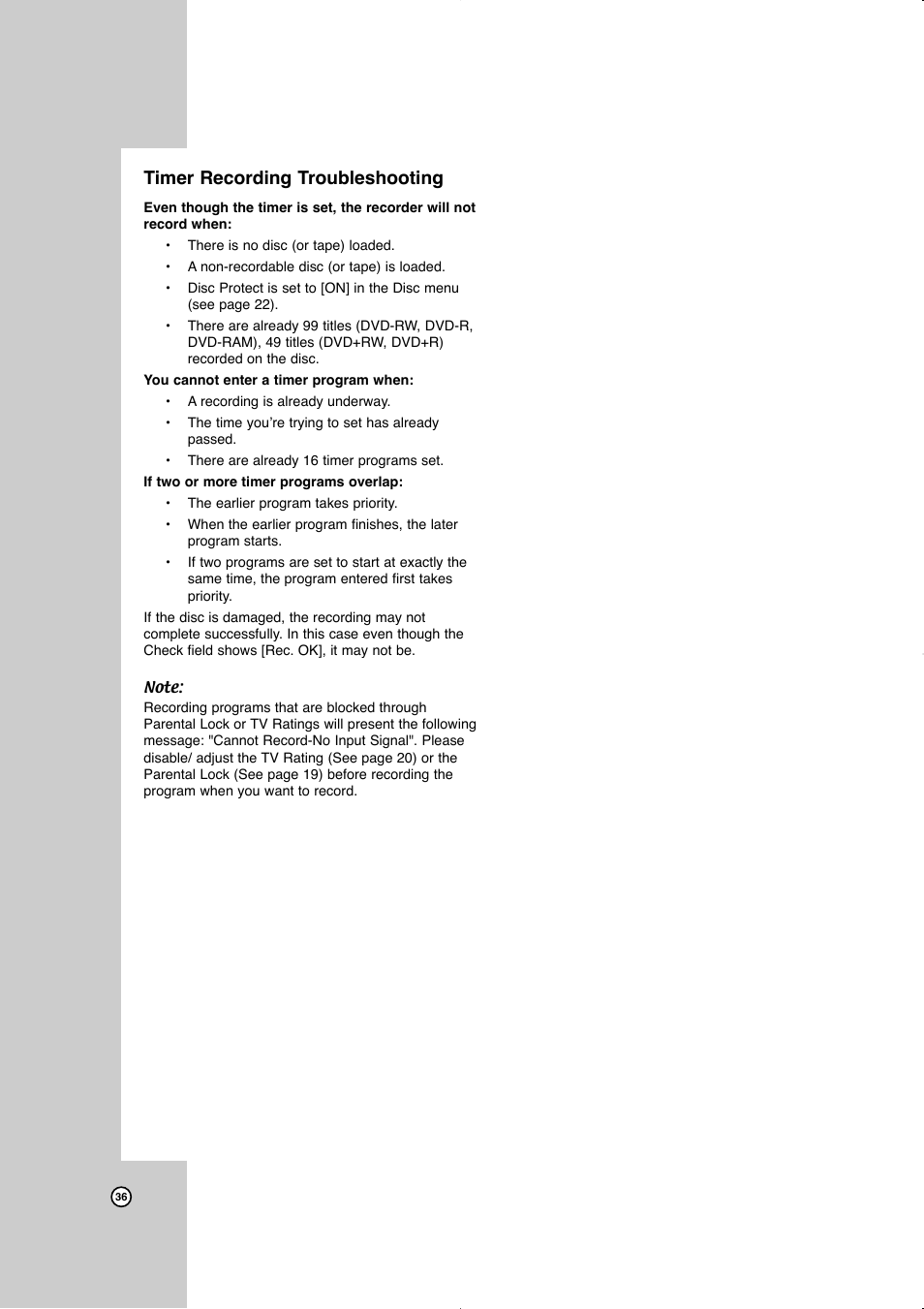 Timer recording troubleshooting | JVC LVT2016-001D User Manual | Page 40 / 60