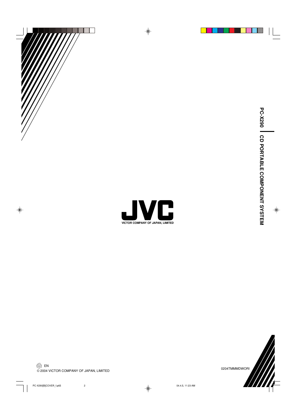 Back, Pc-x290 cd portable component system | JVC PCX290 User Manual | Page 24 / 24