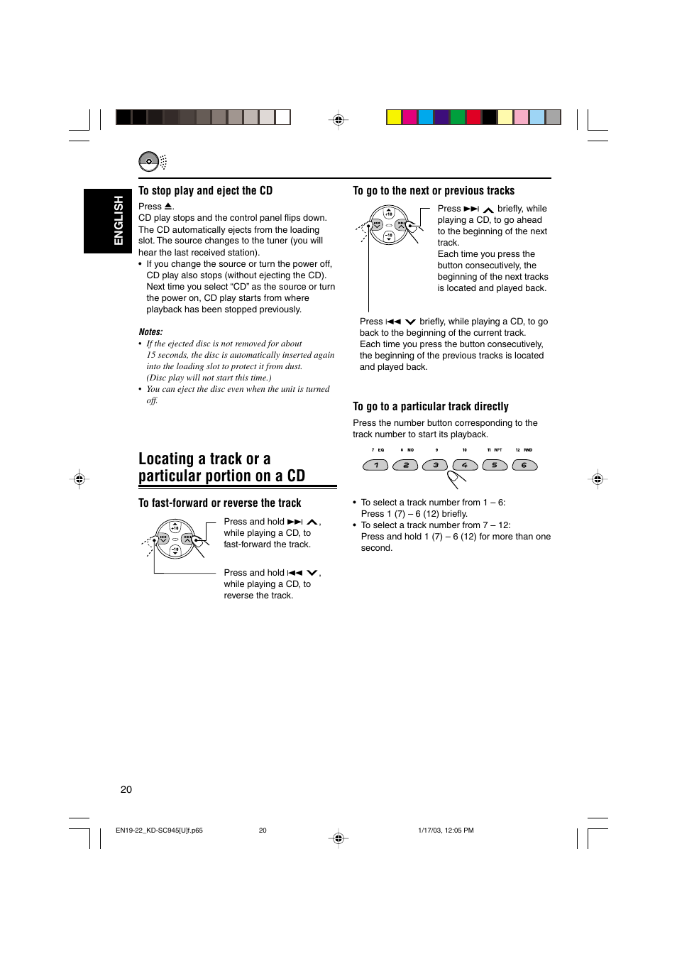 Locating a track or a particular portion on a cd | JVC GET0143-001A User Manual | Page 20 / 43