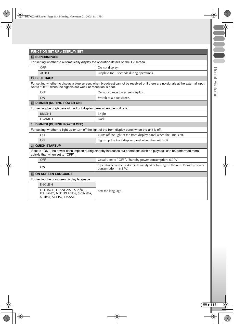 Usef ul f eature s | JVC DR-MX10SE User Manual | Page 113 / 128