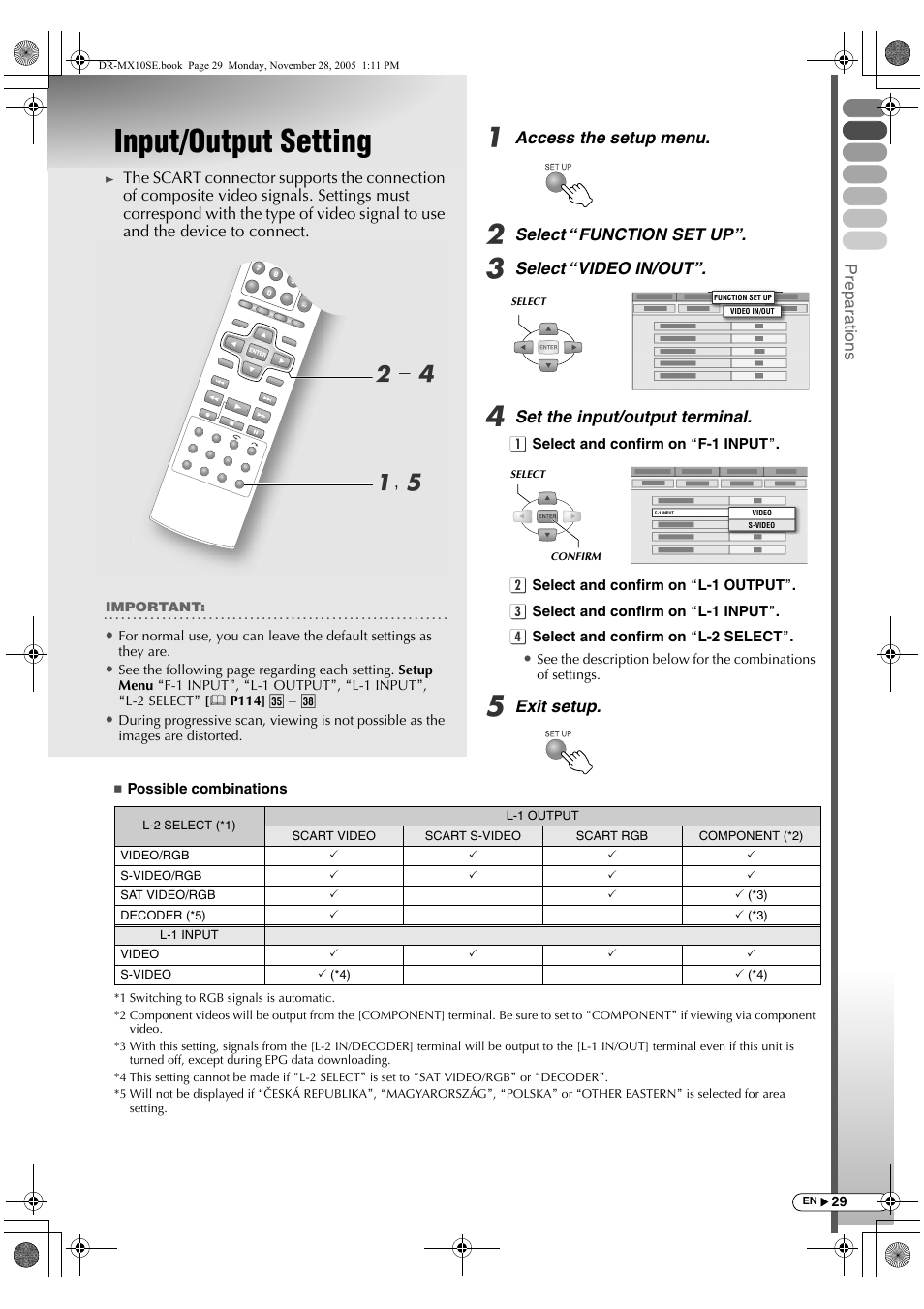 Input/output setting, A, e b - d | JVC DR-MX10SE User Manual | Page 29 / 128