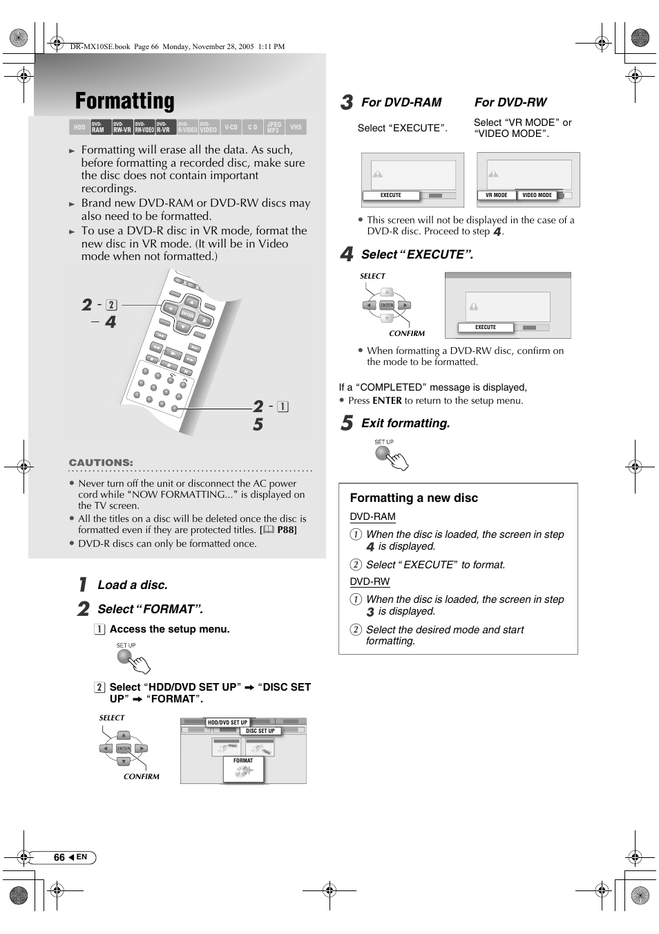 Formatting, Abcde fghilm | JVC DR-MX10SE User Manual | Page 66 / 128