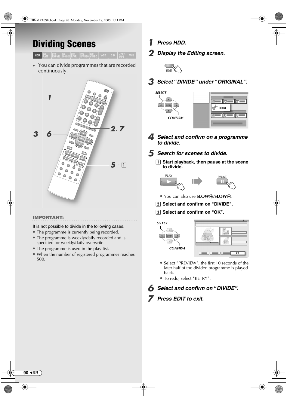 Dividing scenes, Abcdefghilm | JVC DR-MX10SE User Manual | Page 90 / 128