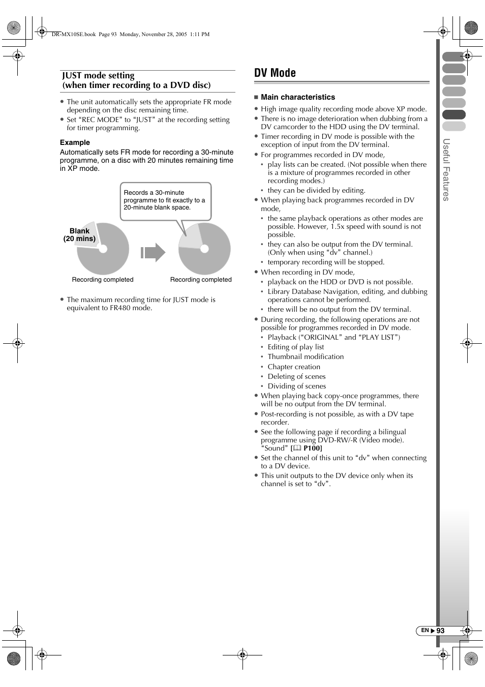 Dv mode | JVC DR-MX10SE User Manual | Page 93 / 128