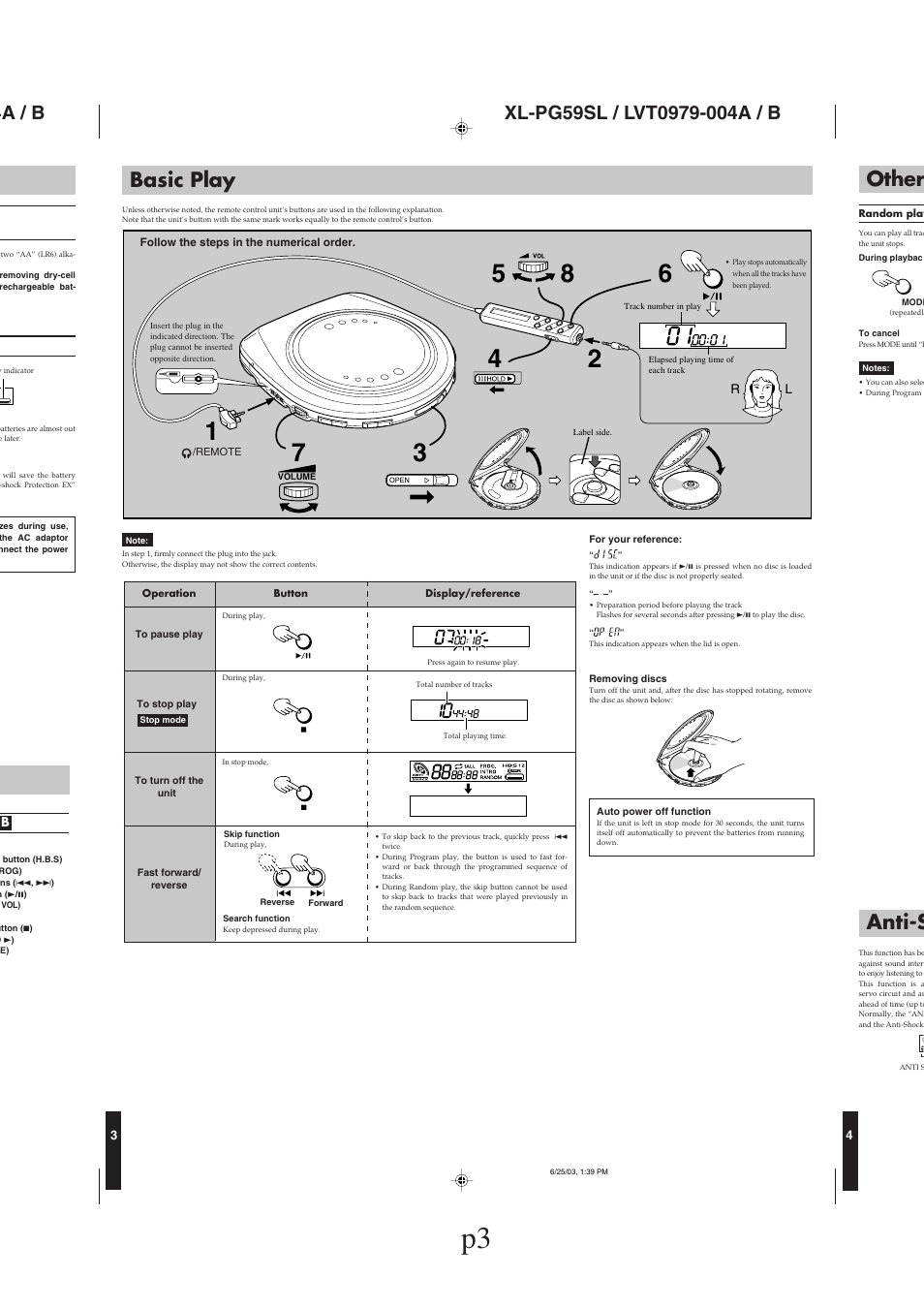 Basic play, Anti-s other | JVC XL-PG59SL User Manual | Page 3 / 42