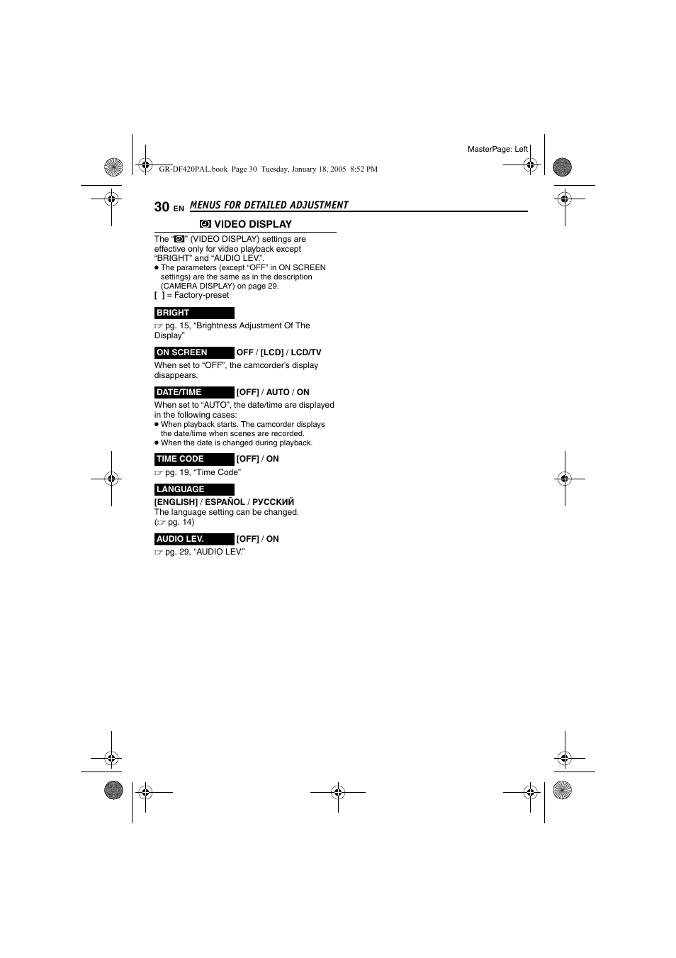 JVC GR-DF420 User Manual | Page 30 / 52