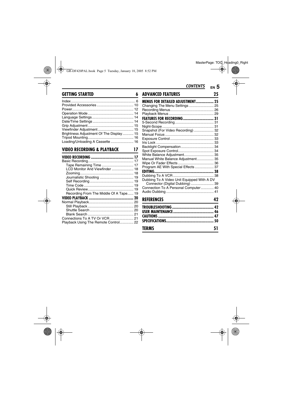 JVC GR-DF420 User Manual | Page 5 / 52