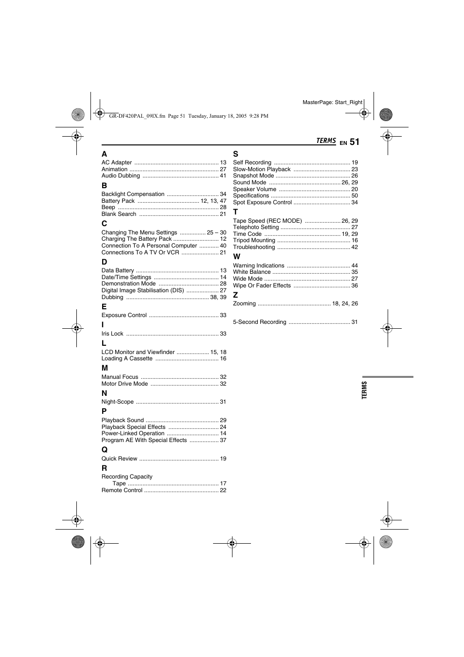 Terms | JVC GR-DF420 User Manual | Page 51 / 52