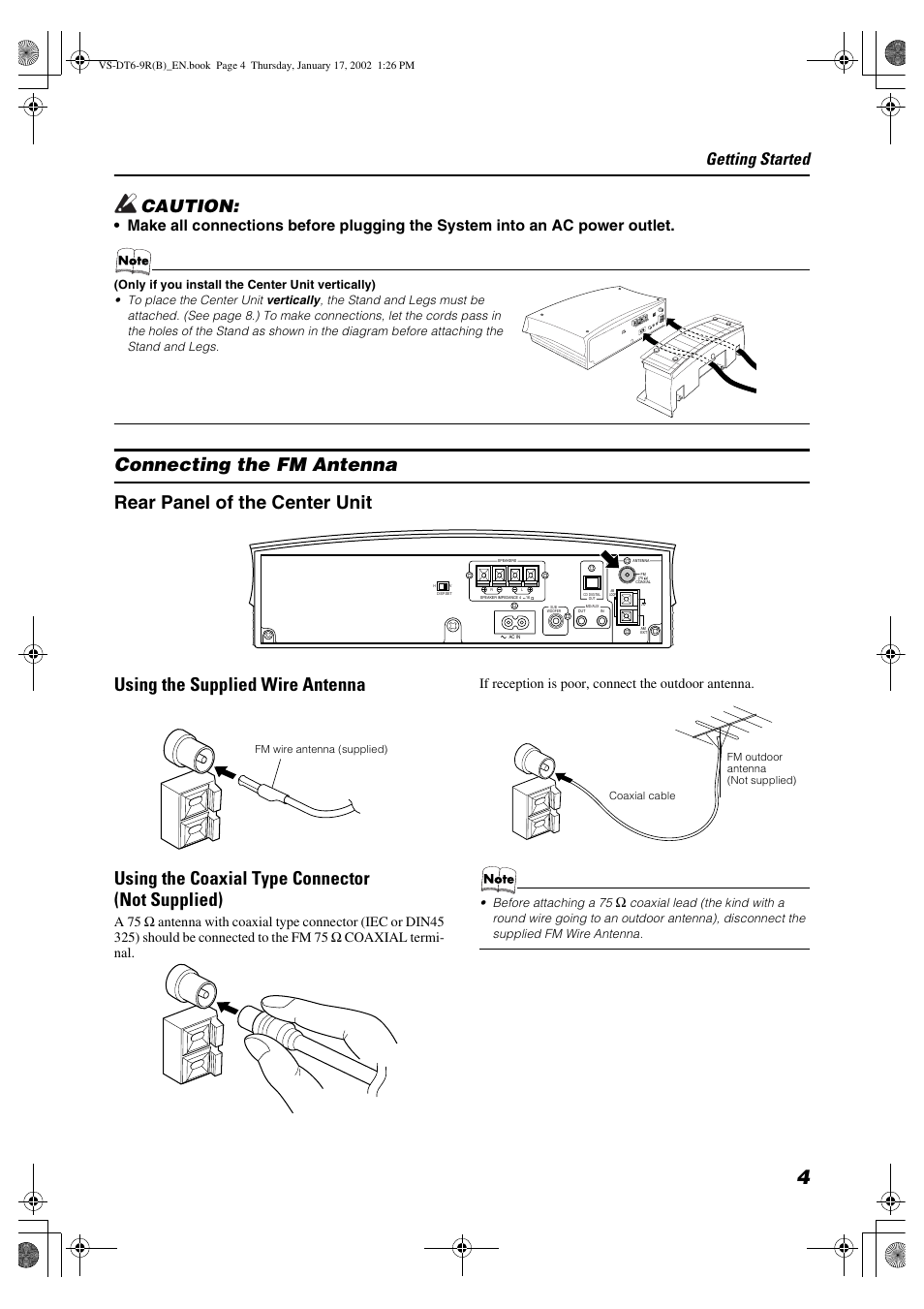 Caution, Getting started | JVC CA-VSDT9R User Manual | Page 7 / 32