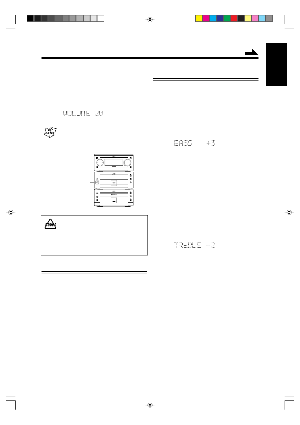 English, Reinforcing the bass sound, Adjusting bass and treble sounds | JVC SP-UXG6 User Manual | Page 17 / 40