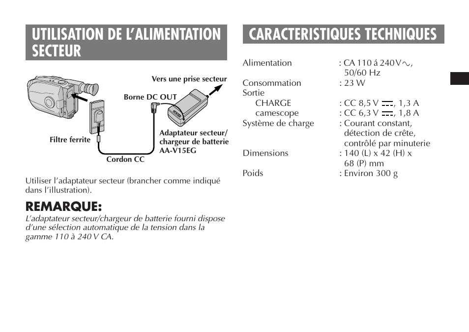 Remarque | JVC AA V15EG User Manual | Page 19 / 64