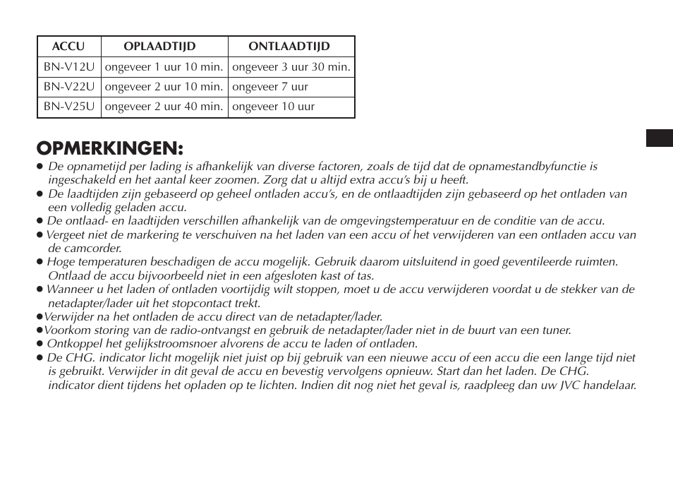 Opmerkingen | JVC AA V15EG User Manual | Page 23 / 64