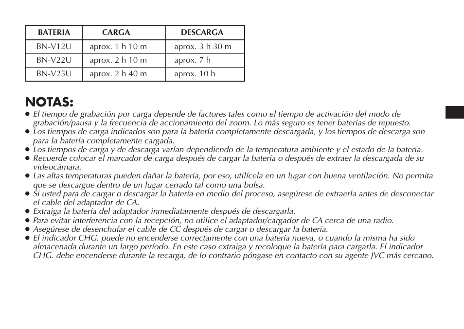 Notas | JVC AA V15EG User Manual | Page 29 / 64