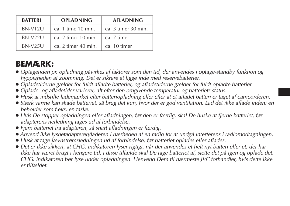Bemærk | JVC AA V15EG User Manual | Page 41 / 64