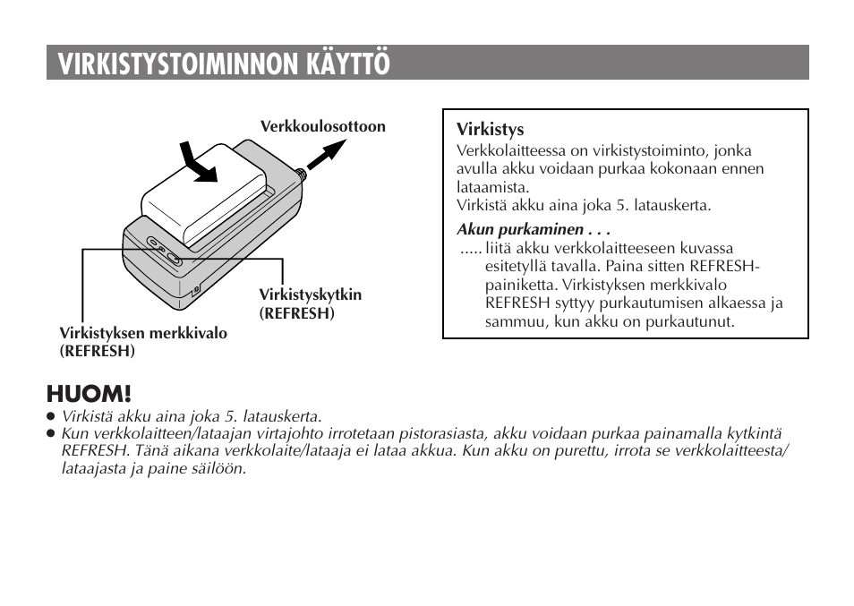 Virkistystoiminnon käyttö, Huom | JVC AA V15EG User Manual | Page 48 / 64