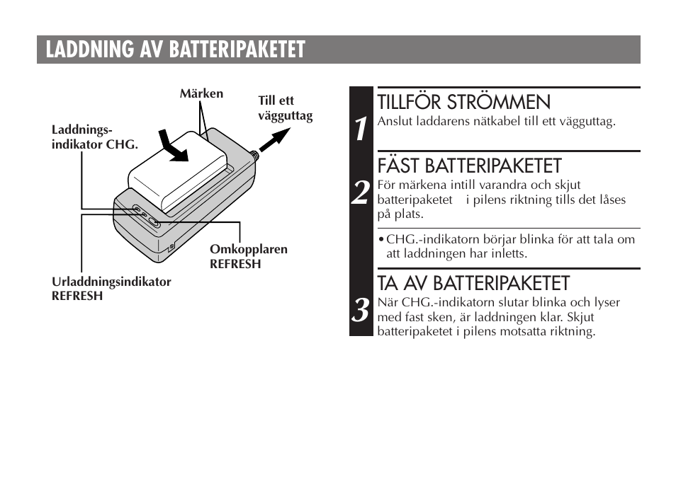 Laddning av batteripaketet | JVC AA V15EG User Manual | Page 52 / 64
