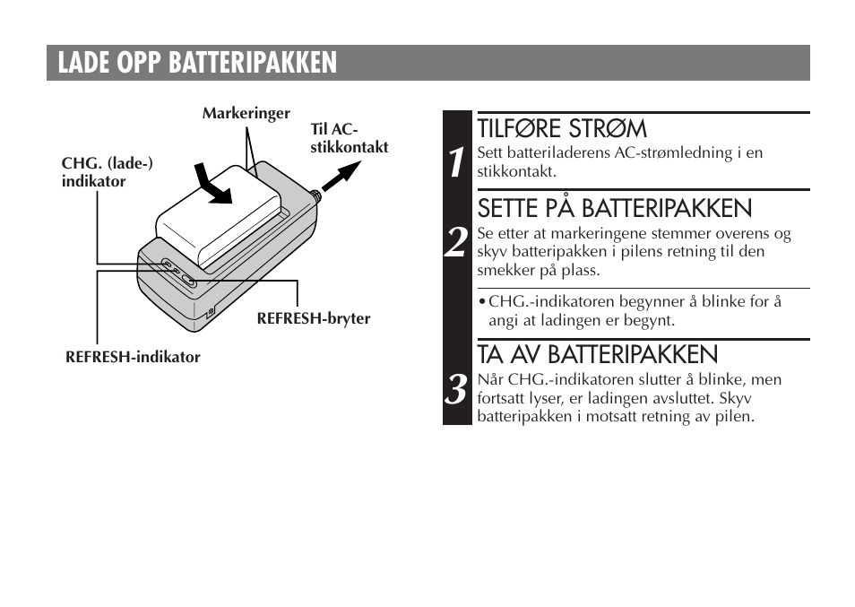 Lade opp batteripakken | JVC AA V15EG User Manual | Page 58 / 64