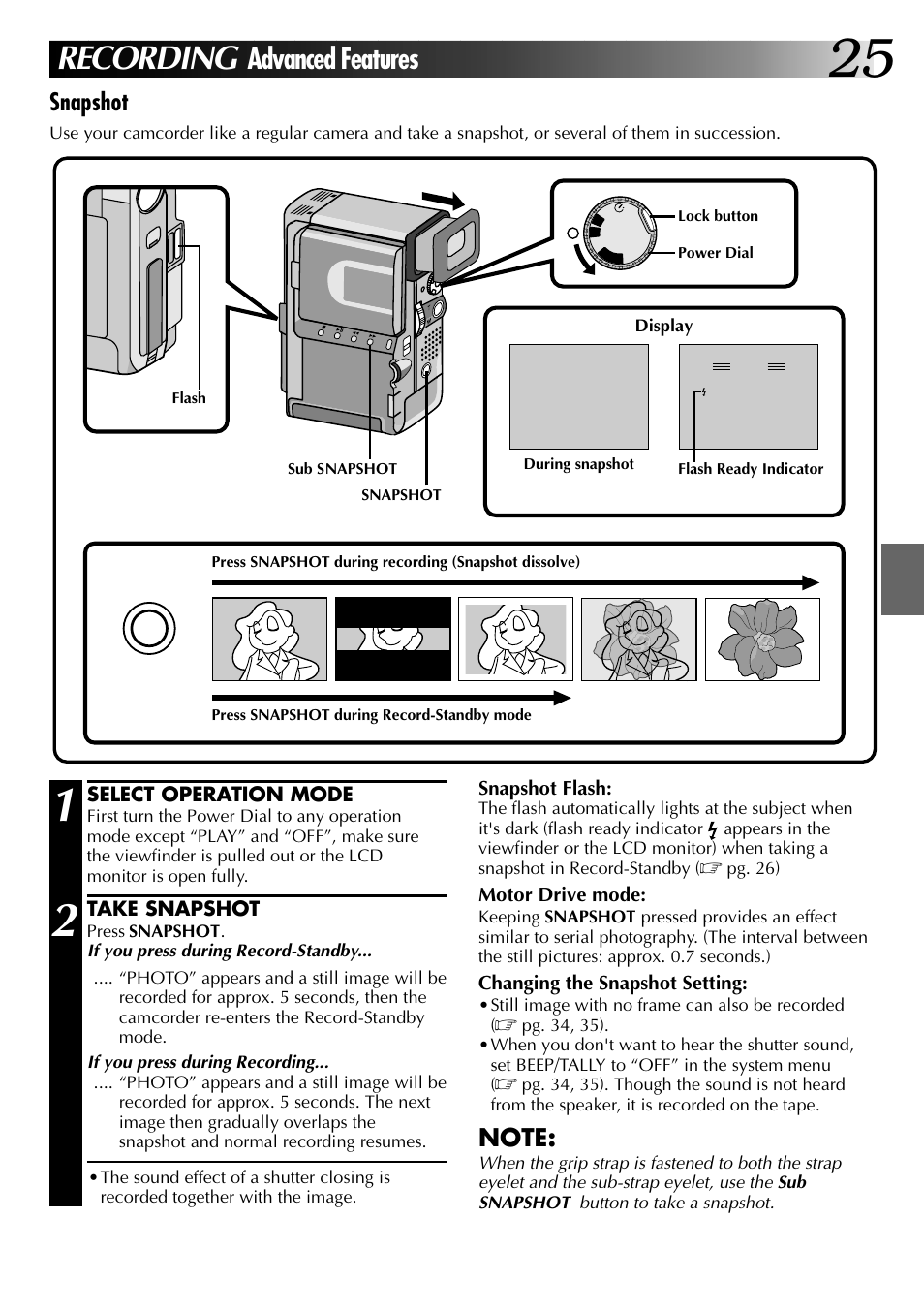 Recording, Advanced features, Snapshot | JVC 0797TOV*UN*VP User Manual | Page 25 / 84