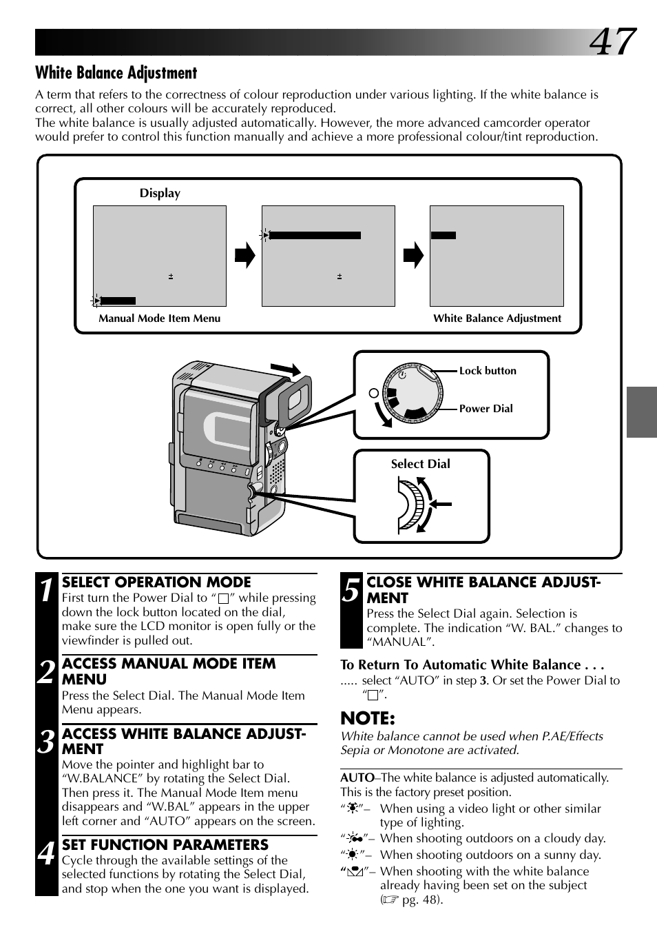White balance adjustment | JVC 0797TOV*UN*VP User Manual | Page 47 / 84