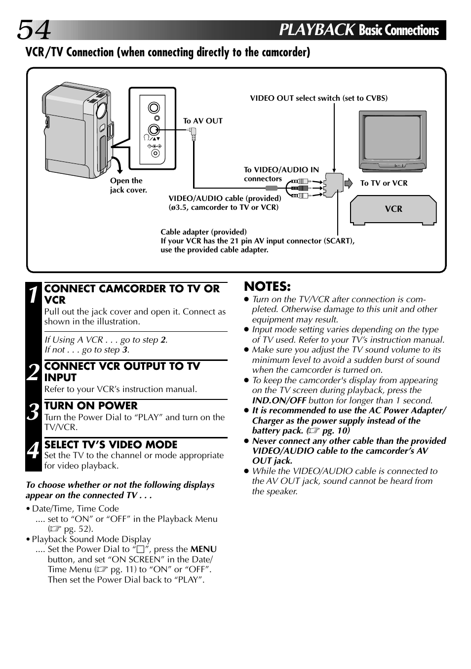 Playback, Basic connections | JVC 0797TOV*UN*VP User Manual | Page 54 / 84