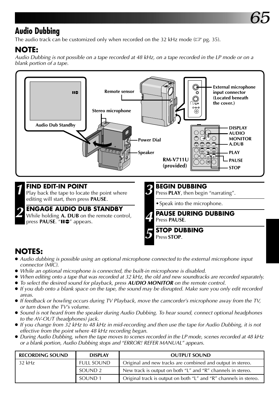 Audio dubbing | JVC 0797TOV*UN*VP User Manual | Page 65 / 84