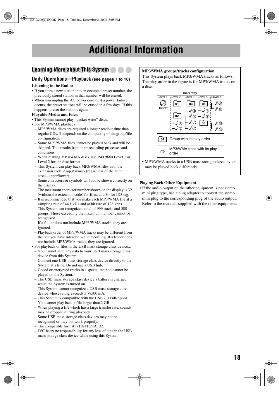Additional information, Learning more about this system, Daily operations—playback | JVC Micro Component System UX-G200 User Manual | Page 21 / 28