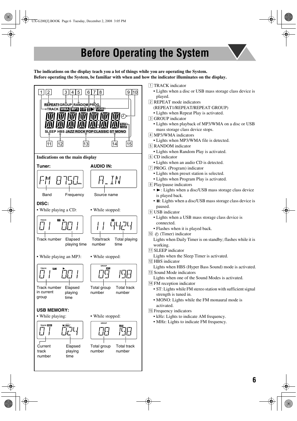 Before operating the system | JVC Micro Component System UX-G200 User Manual | Page 9 / 28