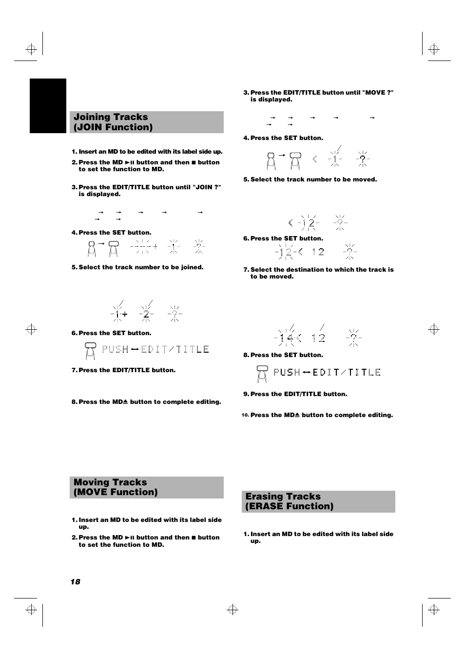 Erasing tracks (erase function) | JVC UX-MD9000R User Manual | Page 22 / 33