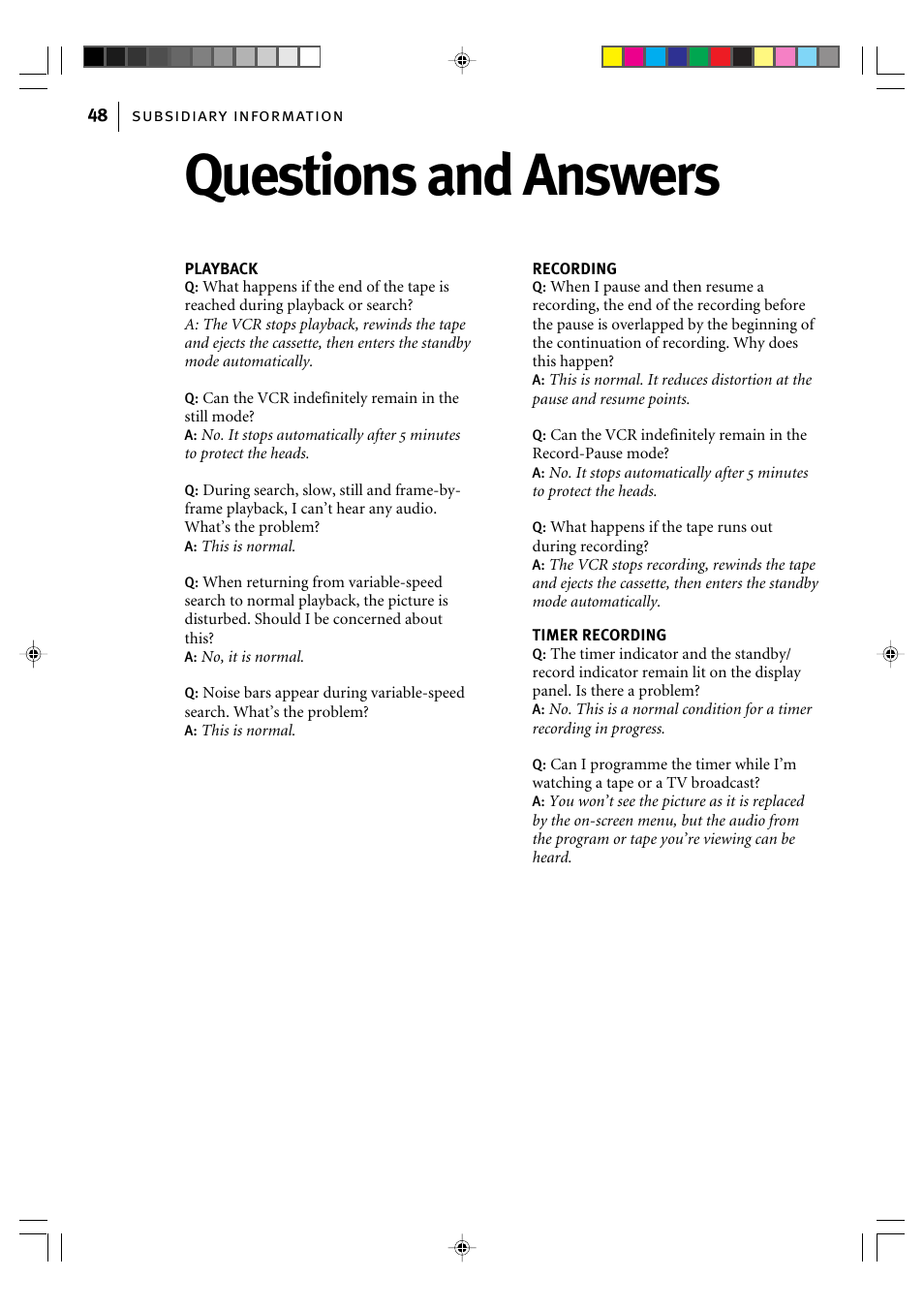 Questions and answers | JVC HR-J595EK User Manual | Page 48 / 56
