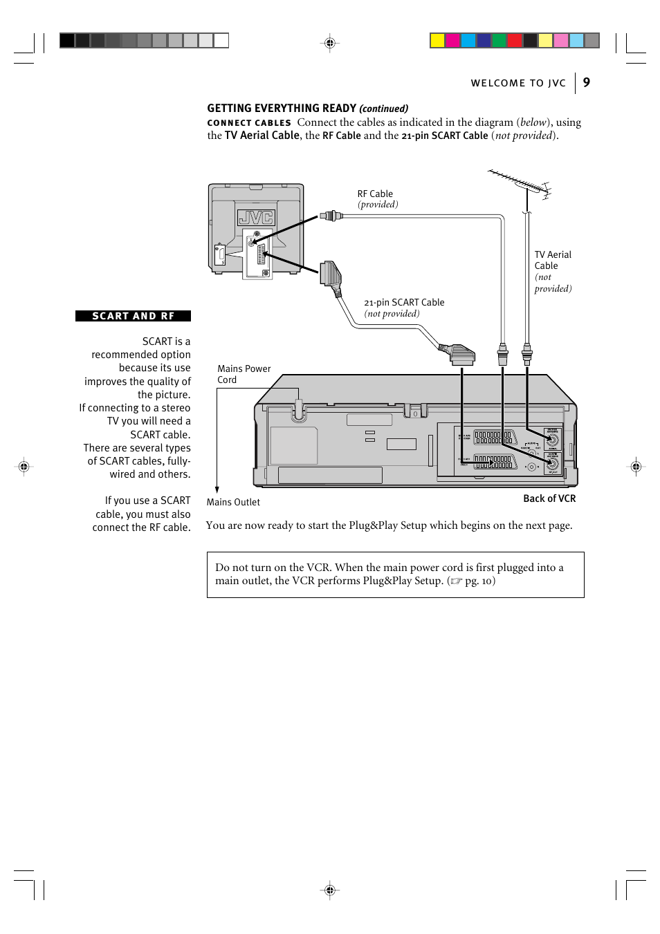 Welcome to jvc 9, Sc art and rf | JVC HR-J595EK User Manual | Page 9 / 56