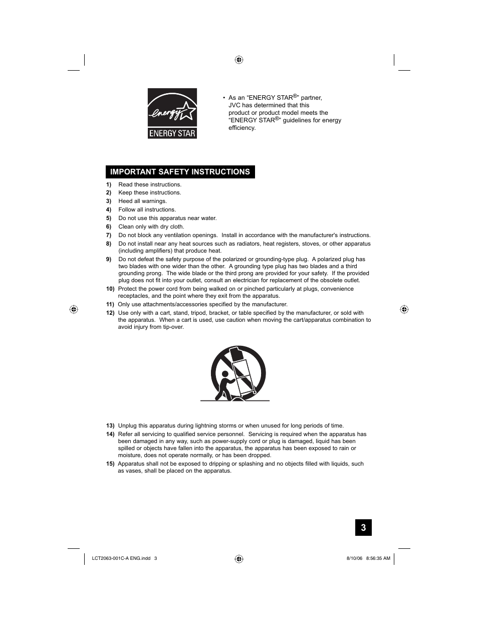 Important safety instructions | JVC HD-70G887 User Manual | Page 3 / 88