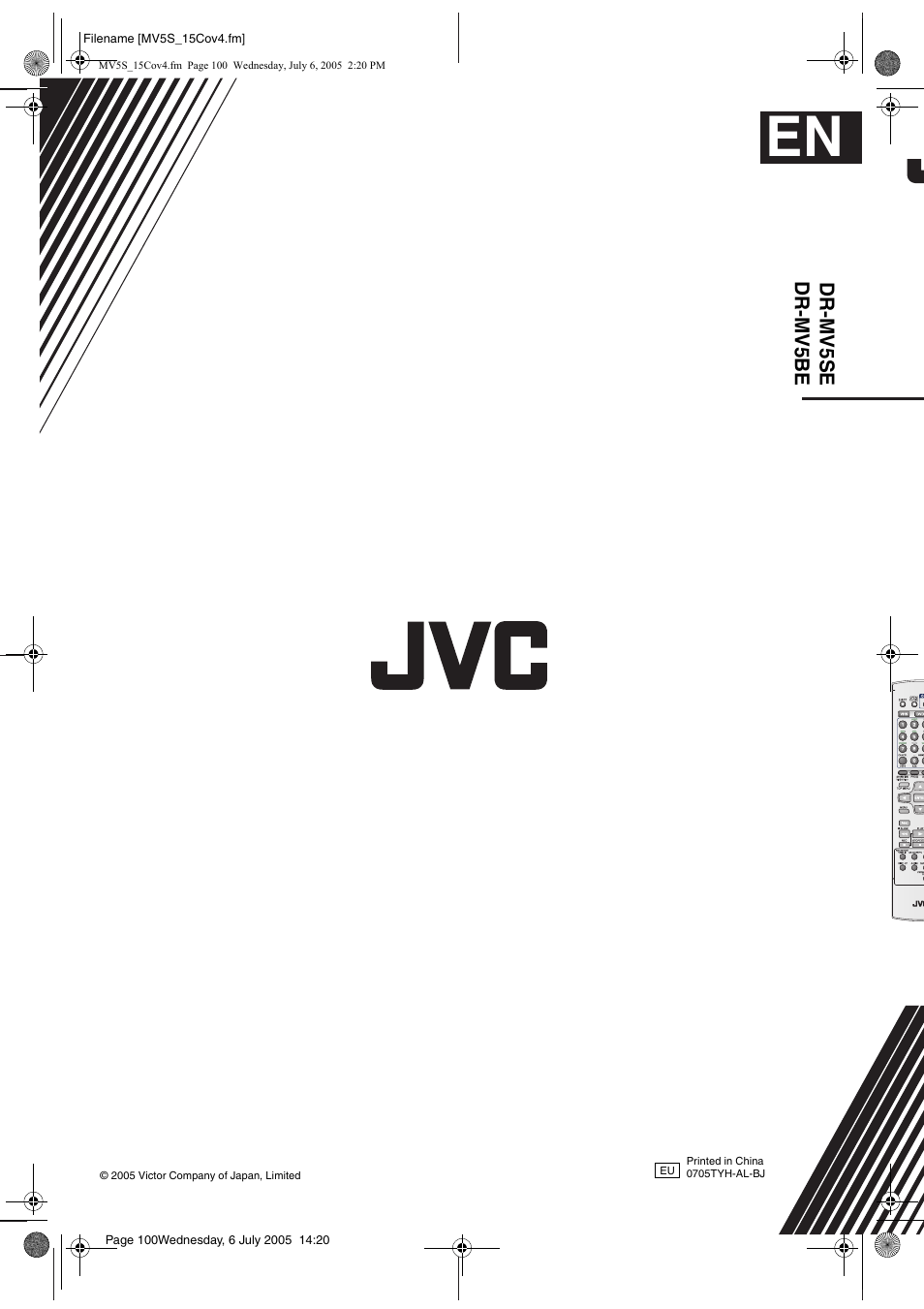 Back cover | JVC LPT1092-001A User Manual | Page 100 / 100