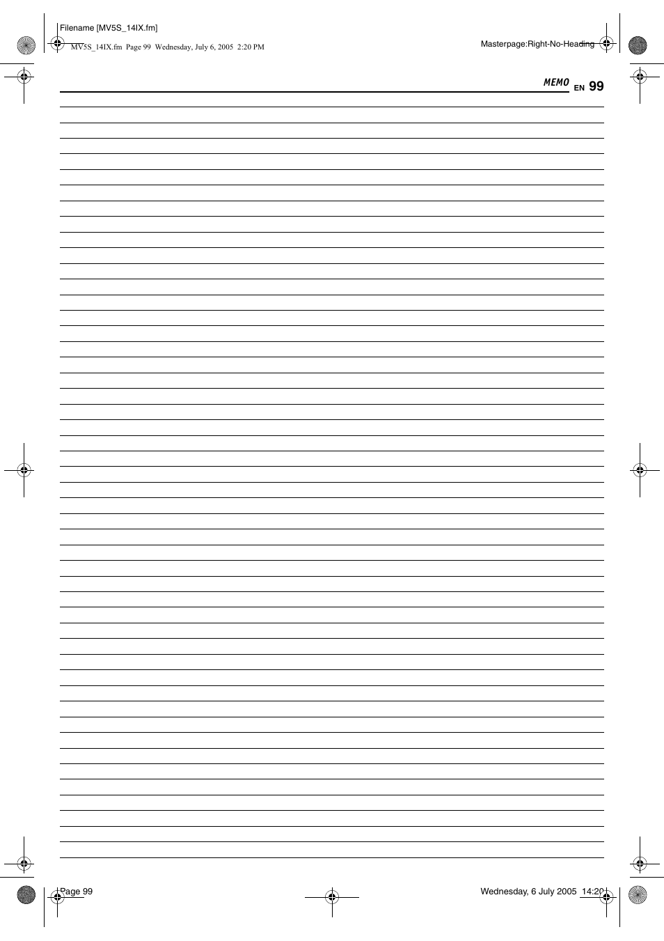Memo | JVC LPT1092-001A User Manual | Page 99 / 100