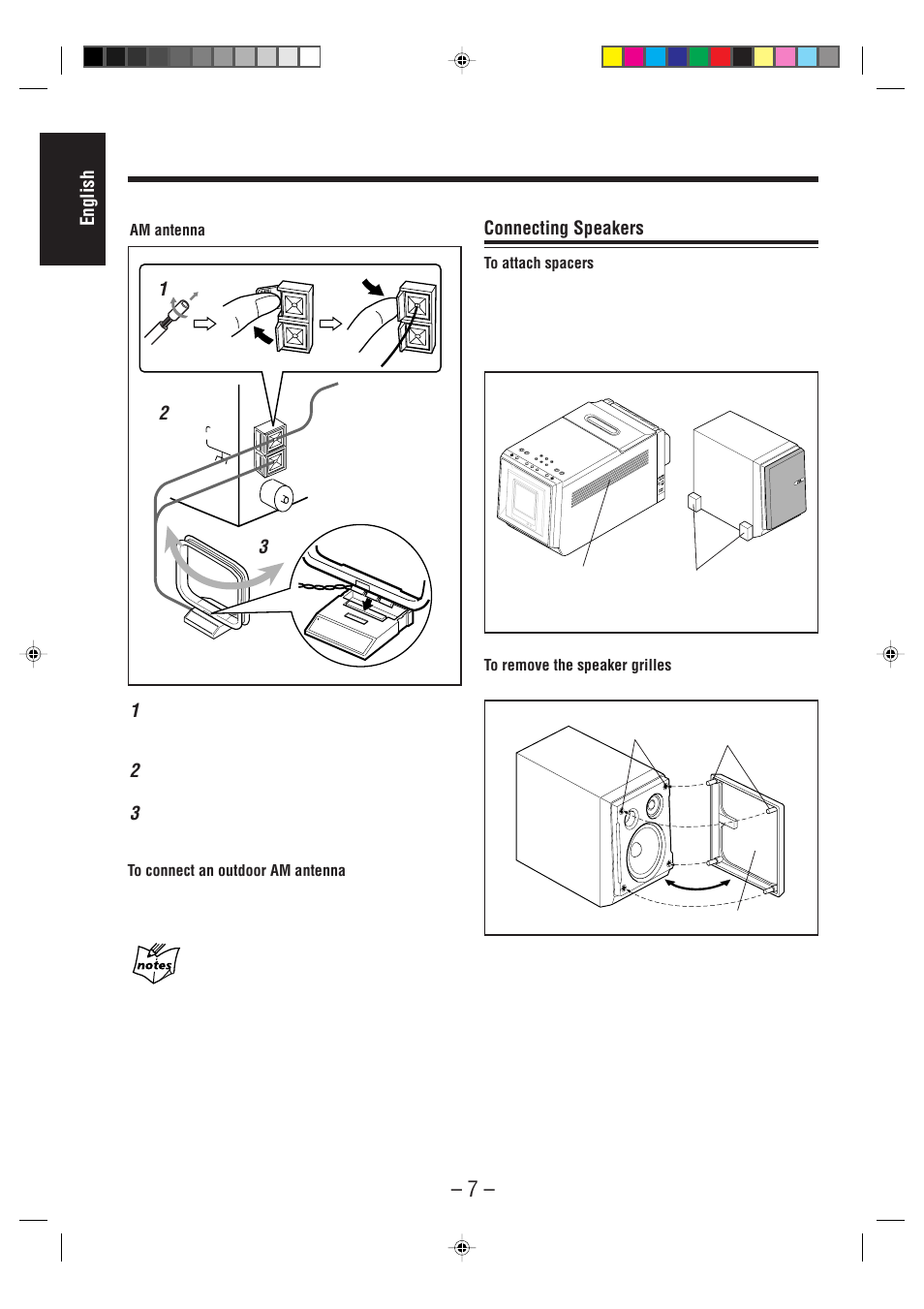 English 1, 12 connecting speakers | JVC UX-F70MD User Manual | Page 12 / 72