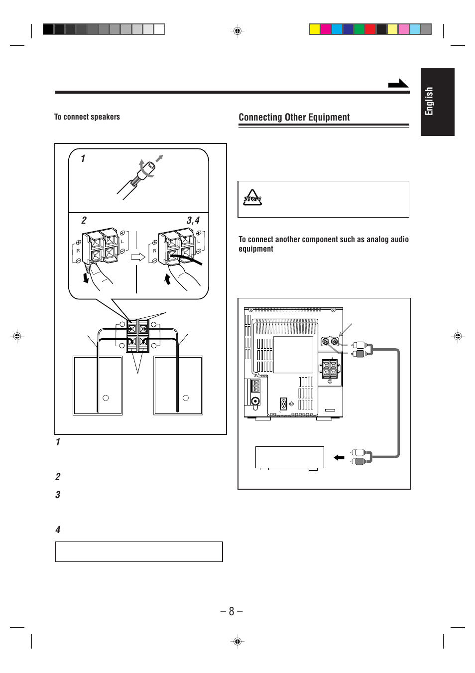 English, Connecting other equipment | JVC UX-F70MD User Manual | Page 13 / 72