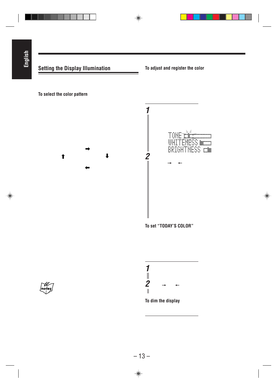 English setting the display illumination | JVC UX-F70MD User Manual | Page 18 / 72