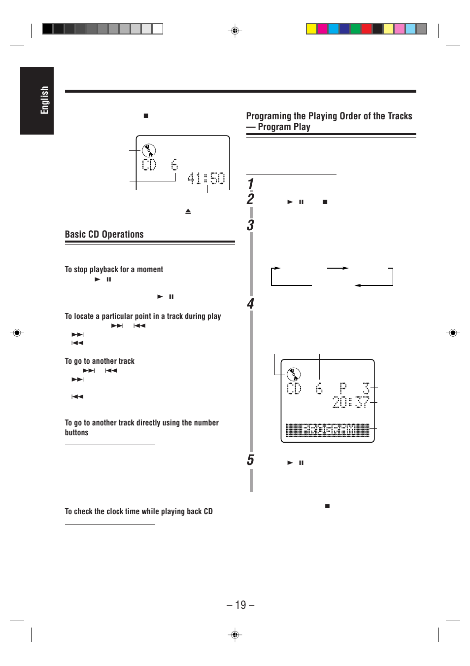 English, Basic cd operations | JVC UX-F70MD User Manual | Page 24 / 72