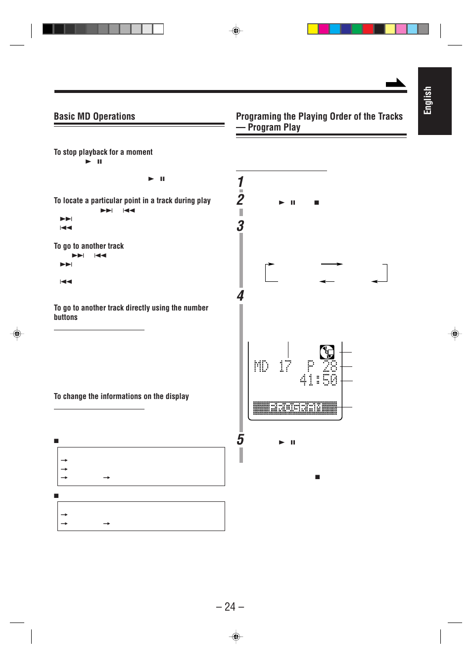 English basic md operations | JVC UX-F70MD User Manual | Page 29 / 72