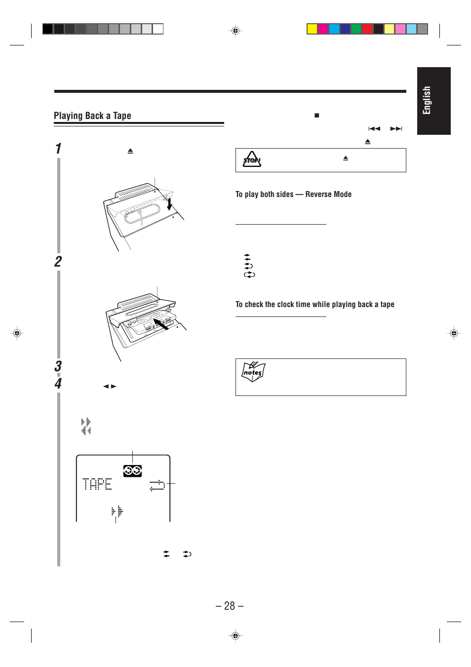 English, Playing back a tape | JVC UX-F70MD User Manual | Page 33 / 72