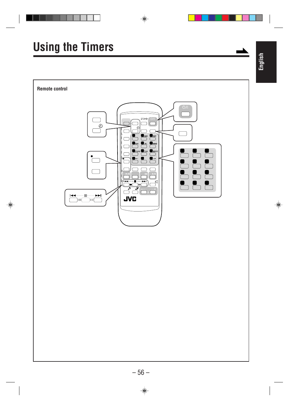 Using the timers, English, Remote control | JVC UX-F70MD User Manual | Page 61 / 72