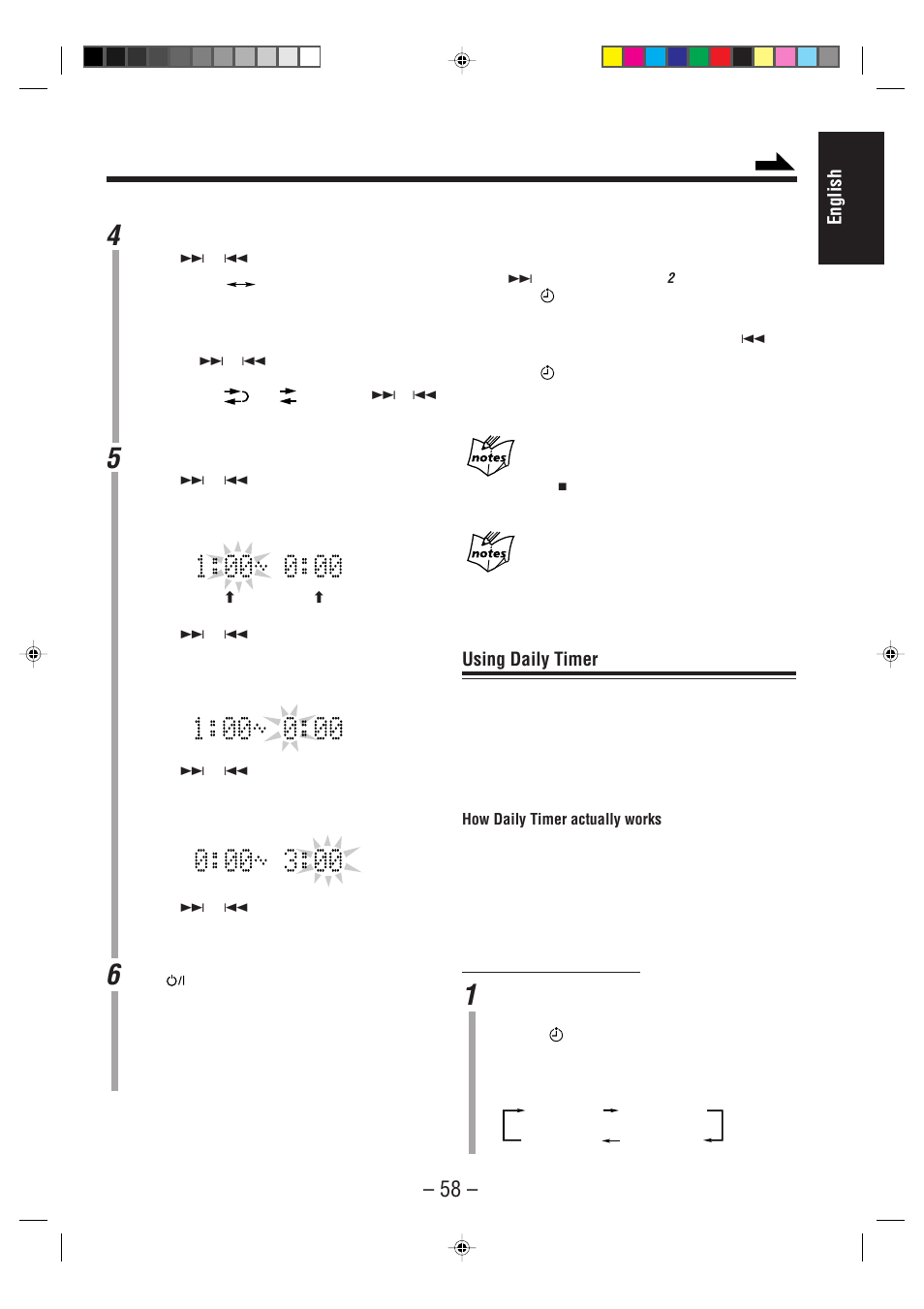 English, Using daily timer | JVC UX-F70MD User Manual | Page 63 / 72