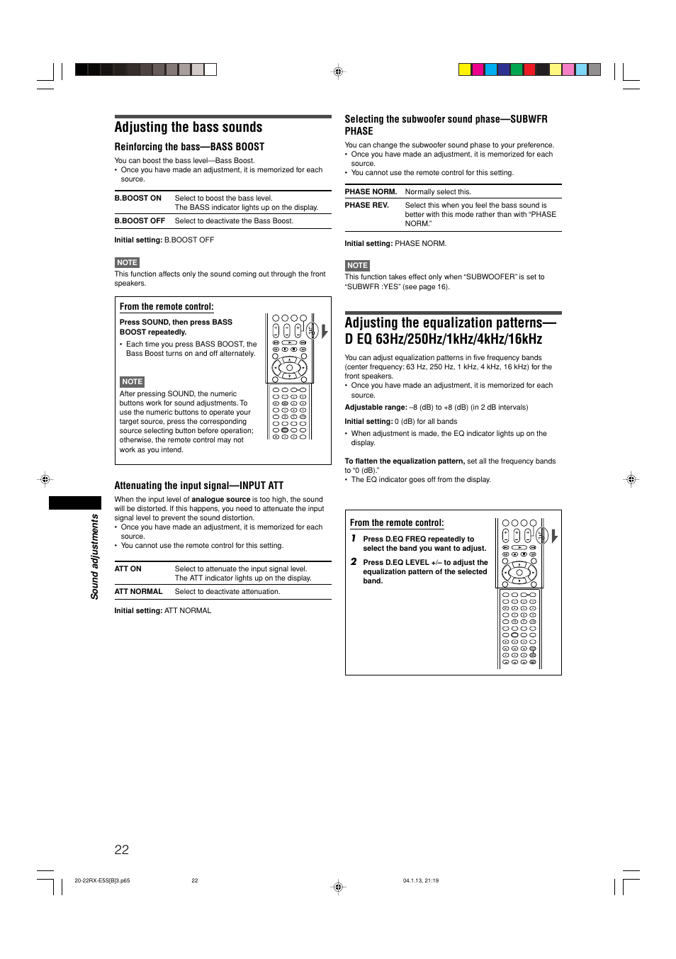 Adjusting the bass sounds | JVC RX-E51B User Manual | Page 26 / 45