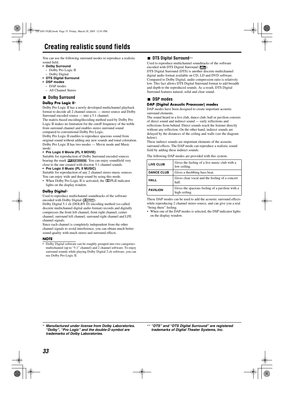 Creating realistic sound fields, A pg. 33 | JVC TH-A55  EN User Manual | Page 36 / 68