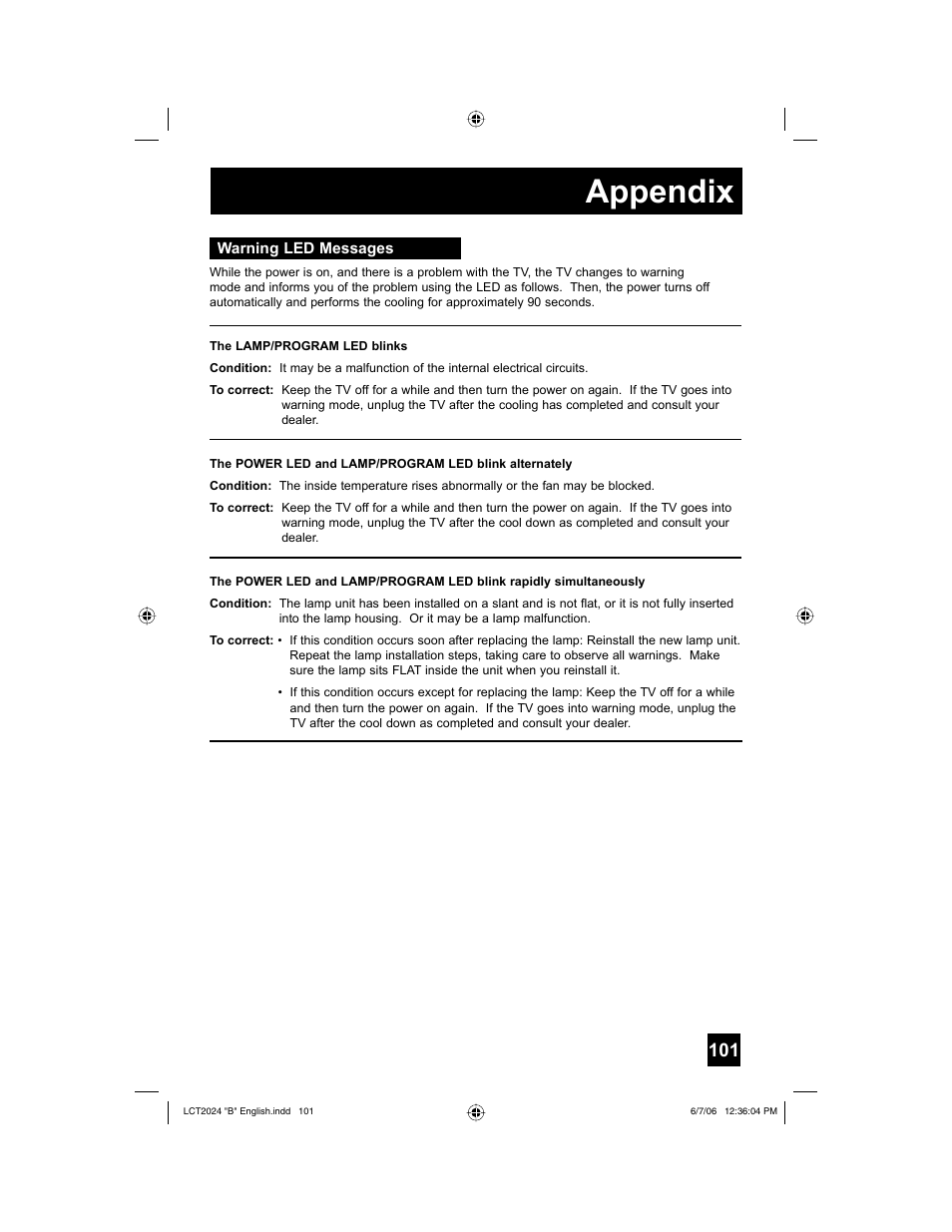 Appendix | JVC HD-P61R1U User Manual | Page 101 / 104