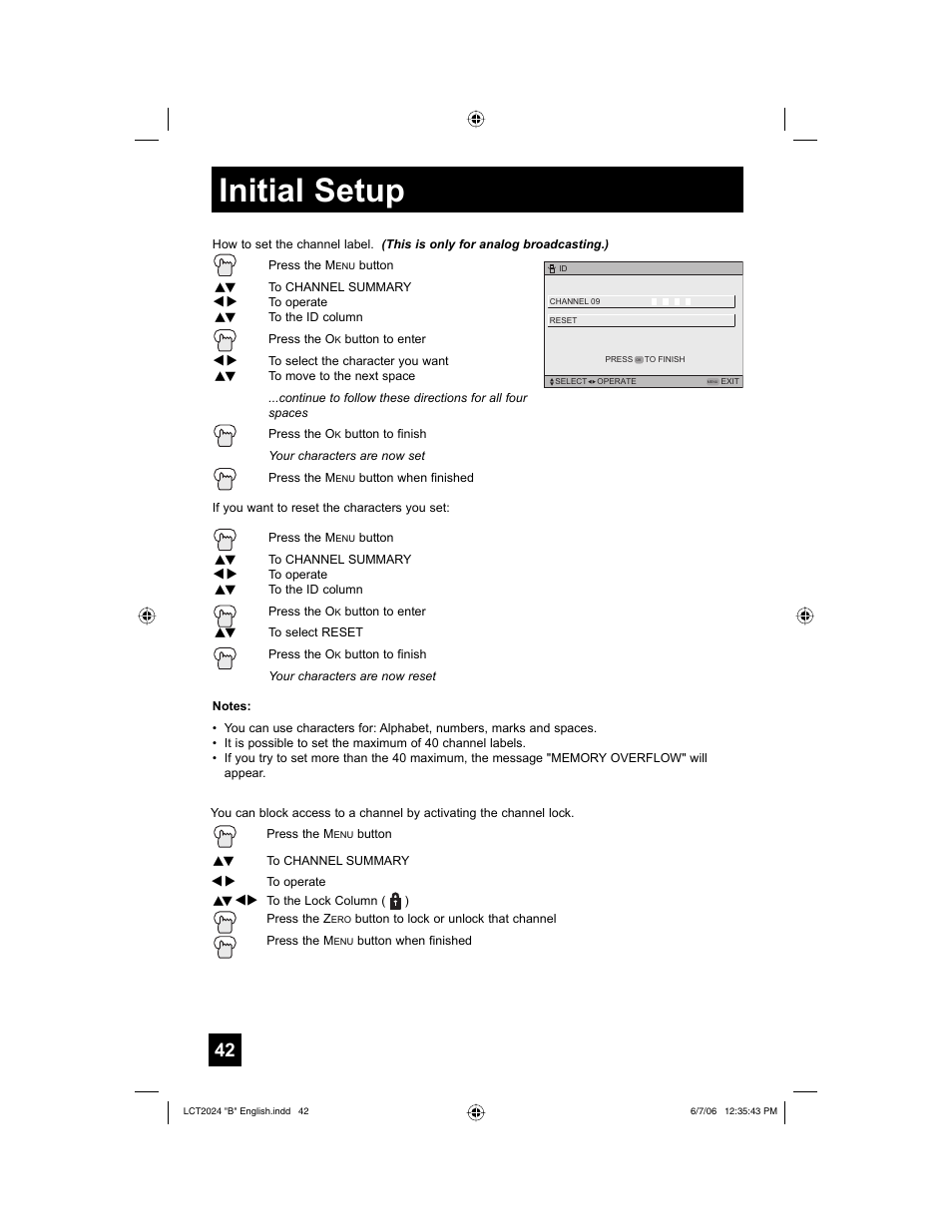 Initial setup | JVC HD-P61R1U User Manual | Page 42 / 104