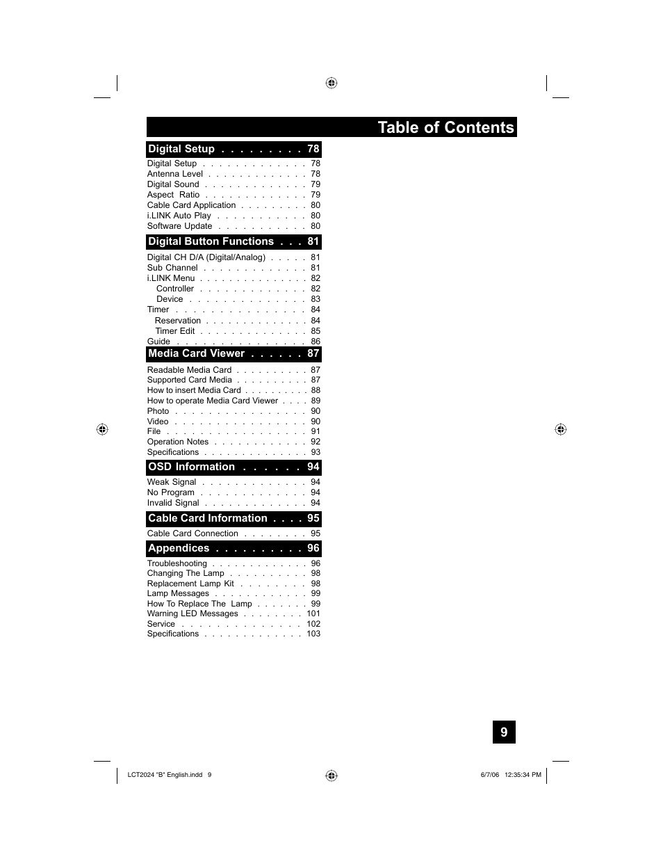 JVC HD-P61R1U User Manual | Page 9 / 104