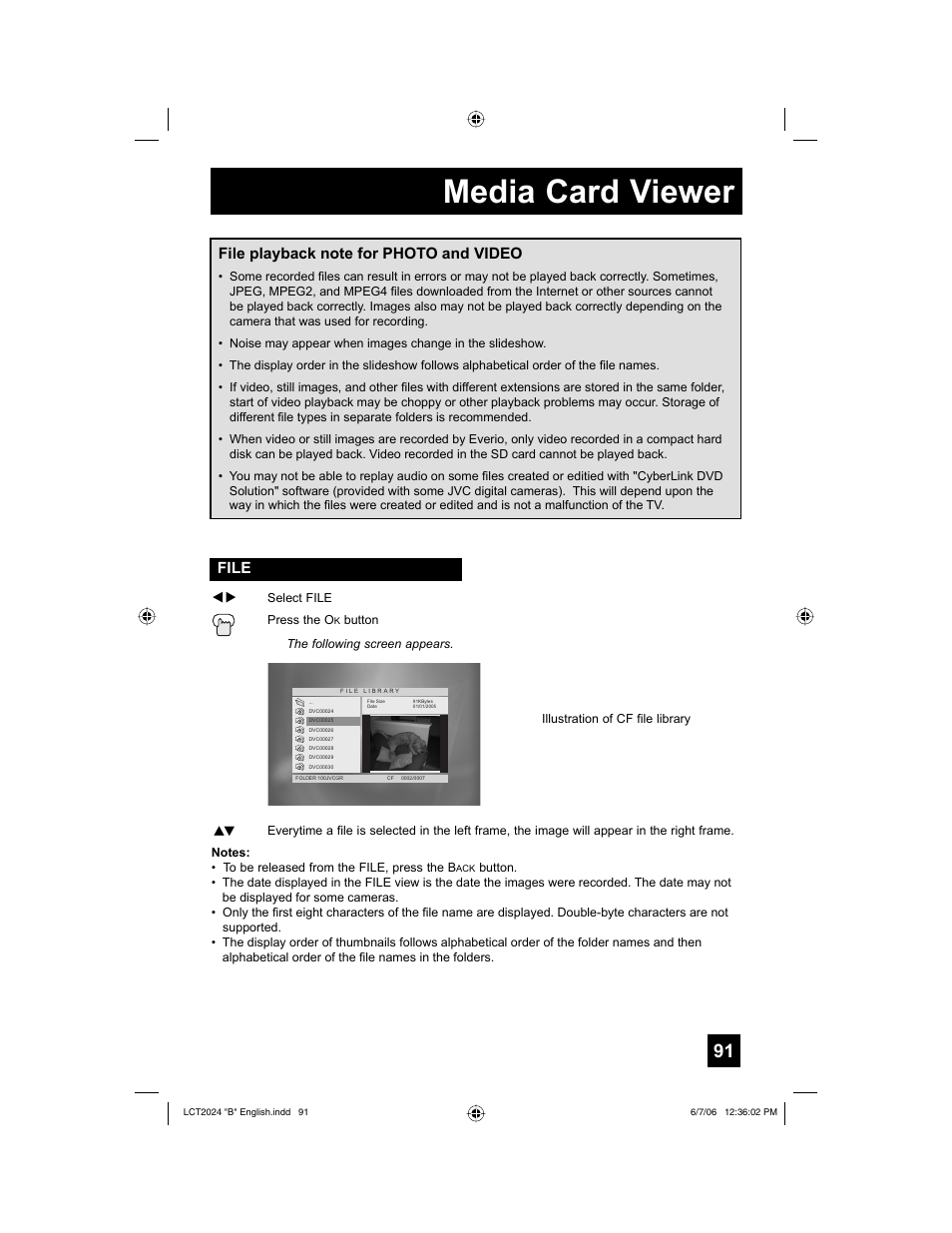 File, Media card viewer | JVC HD-P61R1U User Manual | Page 91 / 104